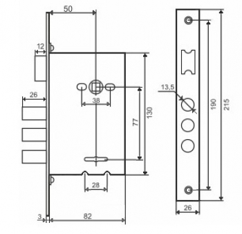 Схема - Замок основной цилиндровый S.A.P. Design 252 R